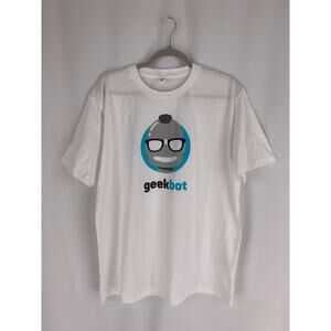 Geekbot Organic Cotton T Shirt Mens XL White Blue New Earth Positive